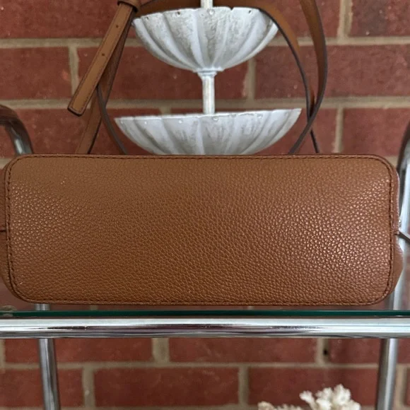 Michael Kors Adele Medium Dome Leather Gold Tone Studded Crossbody/Luggage Bag - Picture 3 of 9